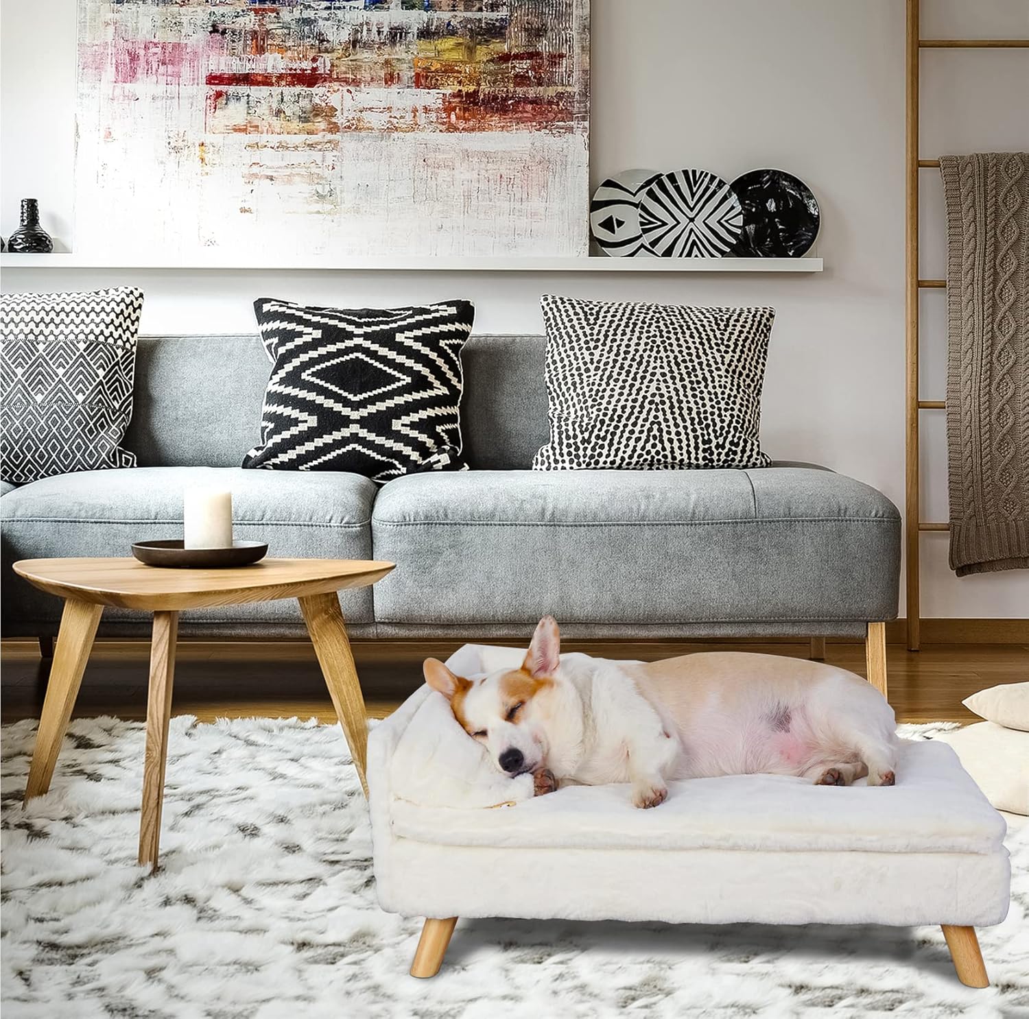 Elevated Dog Bed - Nordic Pet Stool Bed with Cozy InfiniteWags 