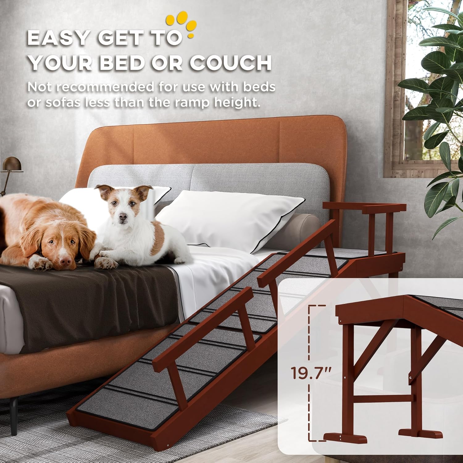 PawHut Dog Ramp Dog Stairs - 60" Long InfiniteWags 