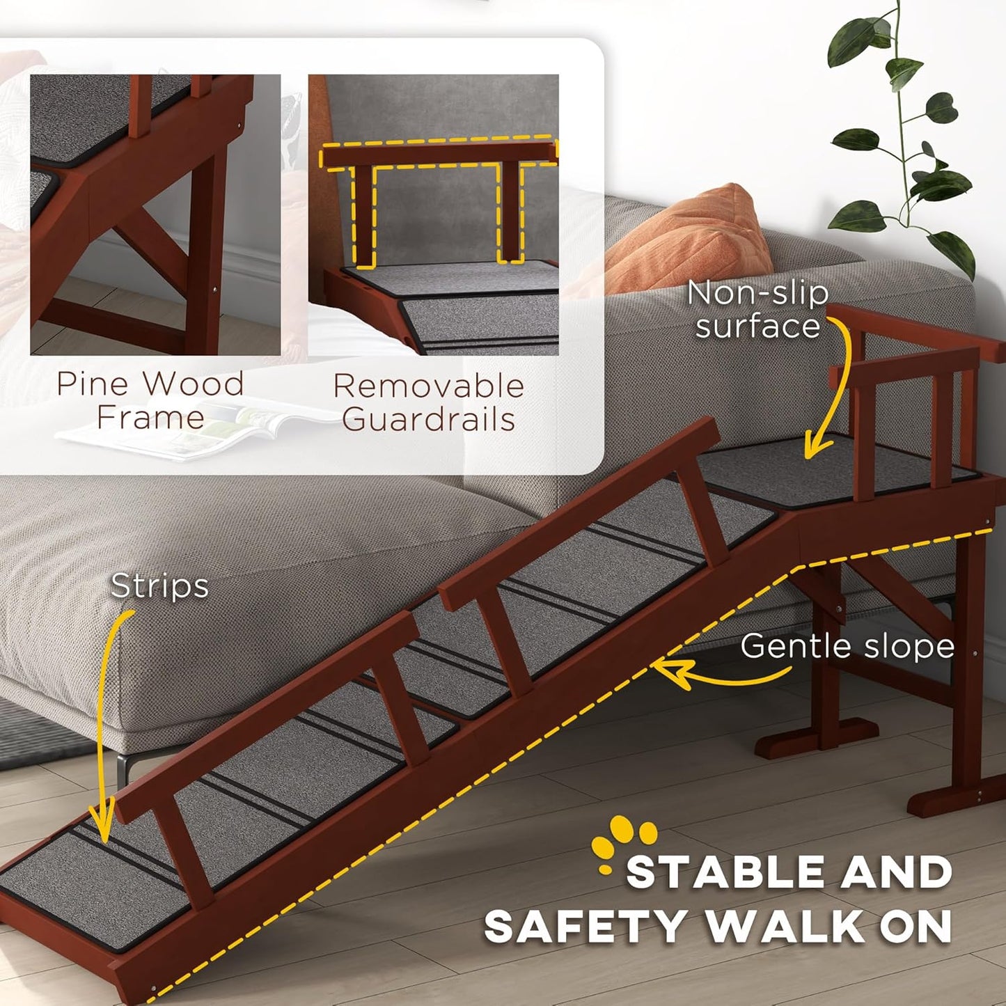 PawHut Dog Ramp Dog Stairs - 60" Long InfiniteWags 