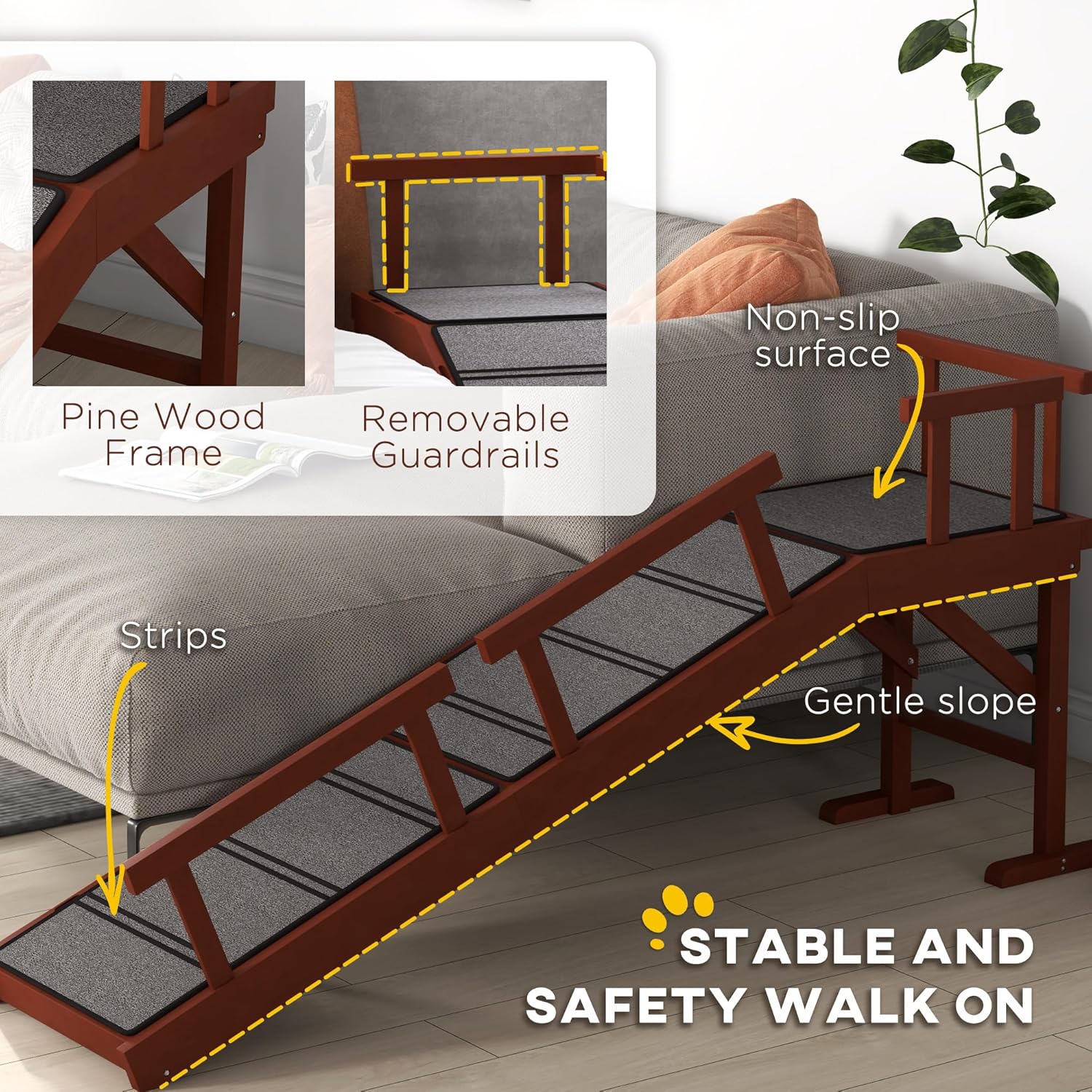 PawHut Dog Ramp Dog Stairs - 60" Long InfiniteWags 
