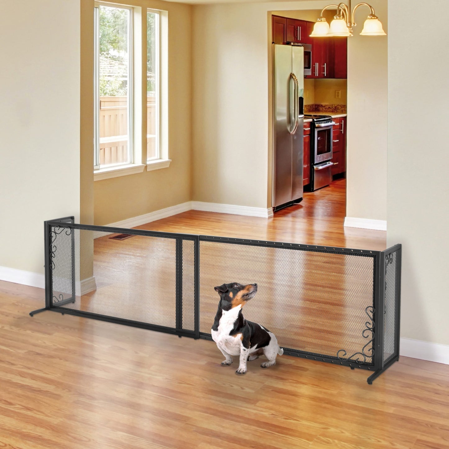 Richell Large Freestanding Metal Mesh Pet Gate in Antique Bronze Richell 