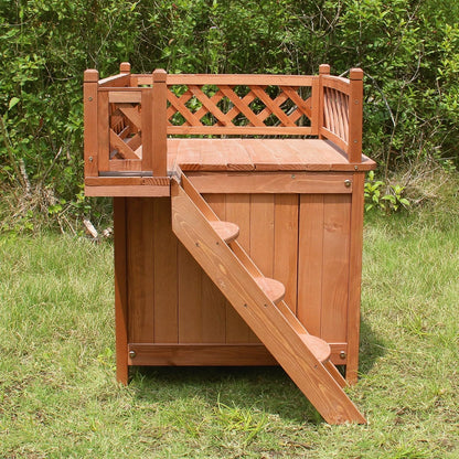 Dog Bunk Bed with Stairs - Merry Pet Wood Room with a View Pet House InfiniteWags 
