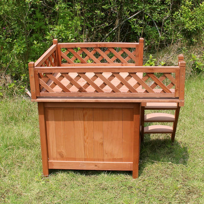 Dog Bunk Bed with Stairs - Merry Pet Wood Room with a View Pet House InfiniteWags 