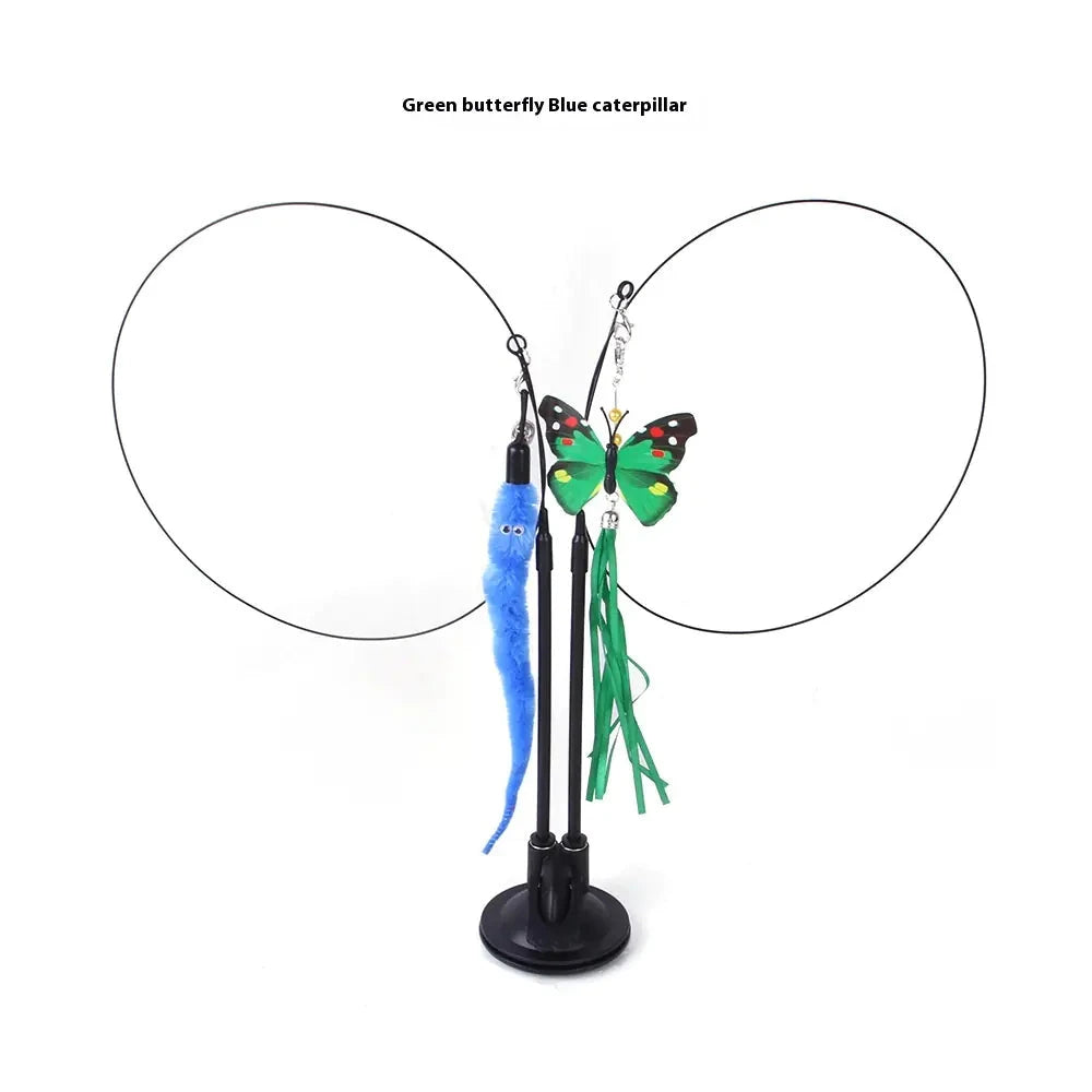 Cat Sucker Teaser Toy InfiniteWags Green Butterfly Caterpillar As Shown 