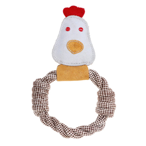 Country Tails Chicken Rope Ring Toy