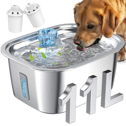 Stainless Steel Dog Water Fountain for Large Dogs 3 Gallon InfiniteWags 
