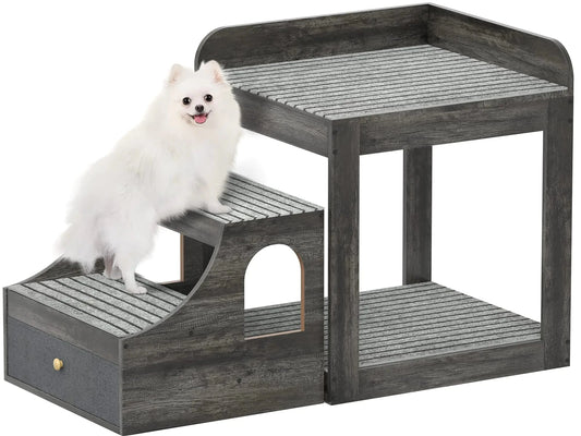 Dog Window Perch with Stairs InfiniteWags Grey / Large 