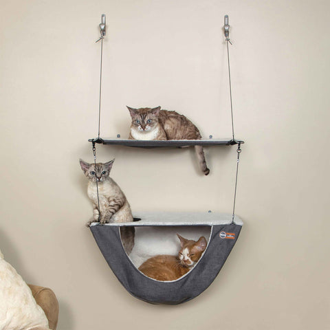 Wall Mount Cat Shelf and Cat Hammock Double Shelf K&H Pet Products 