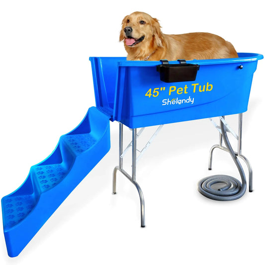 Dog Wash Station - Heavy Duty Bathing Tub (Bathtub & Stairs Combo) InfiniteWags 