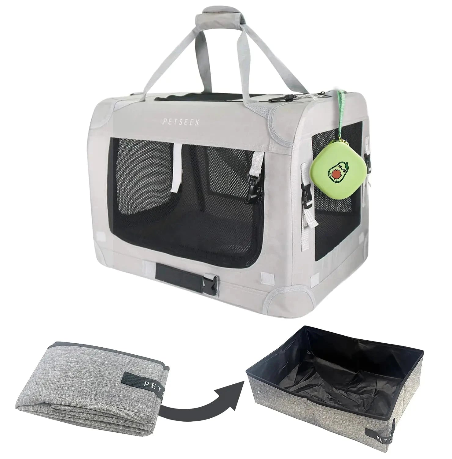 Petseek Extra Large Cat Carrier InfiniteWags Grey+ / without curtain 
