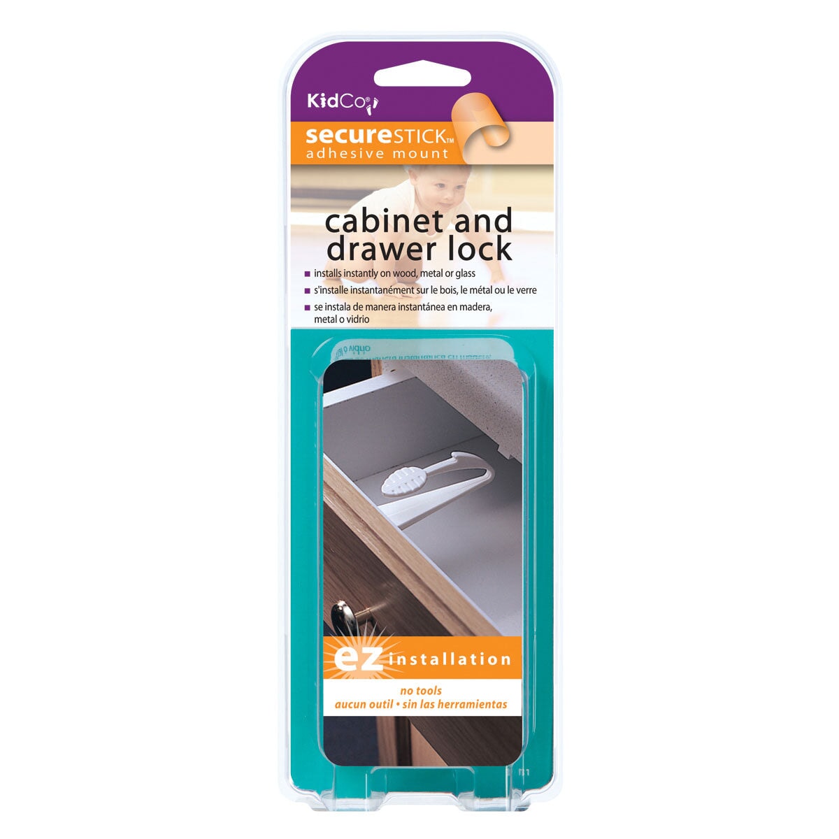 Adhesive Mount Cabinet and Drawer Lock 1 pack Kidco 