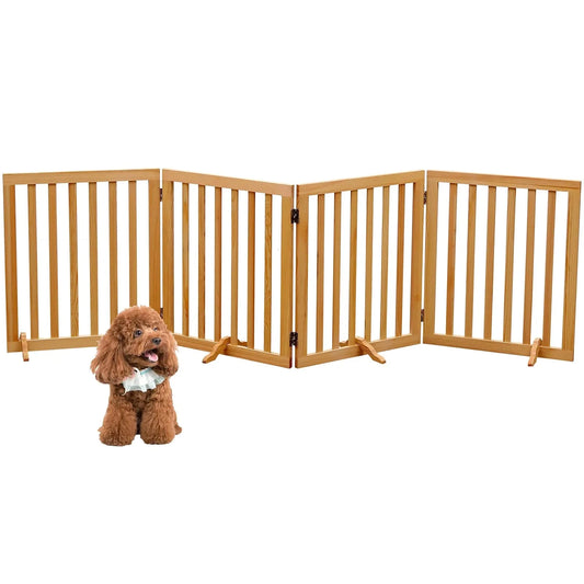 Wooden Pet Gate - Indoor Dog Fence - 23.6" Height-4 Panels Dog Gate InfiniteWags 