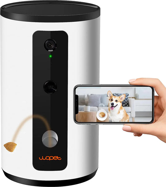 WOPET Dog Camera D01 Plus: 5G WiFi Pet Camera with Treat Tossing 1080P HD with Night Vision for Pet Viewing Two Way Audio Communication Designed for Dogs and Cats Monitor Your Pet Remotely InfiniteWags White/Black 