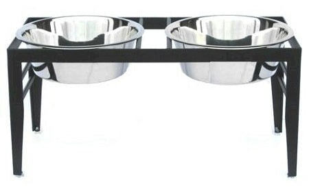 Chariot Double Elevated Dog Bowl - Large/Black PetsStop 
