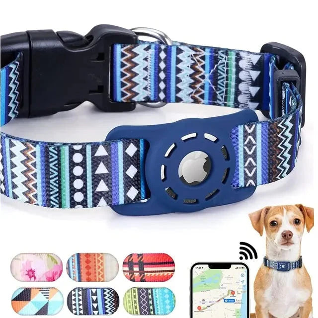Digital Printing Collar for Apple Airtag - Pets Accessories InfiniteWags Blue XS-1.5x30CM 