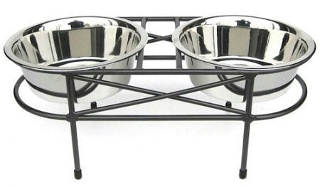Mesh Elevated Double Dog Bowl - Small/White PetsStop 