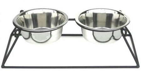 Pyramid Elevated Double Dog Feeder - Extra Large/Black PetsStop 