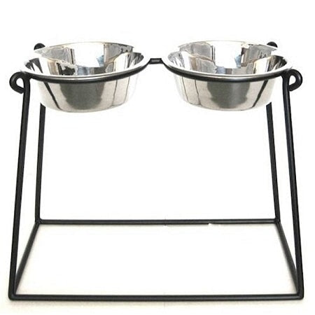 Pyramid Elevated Double Dog Feeder - XX Large/Black PetsStop 