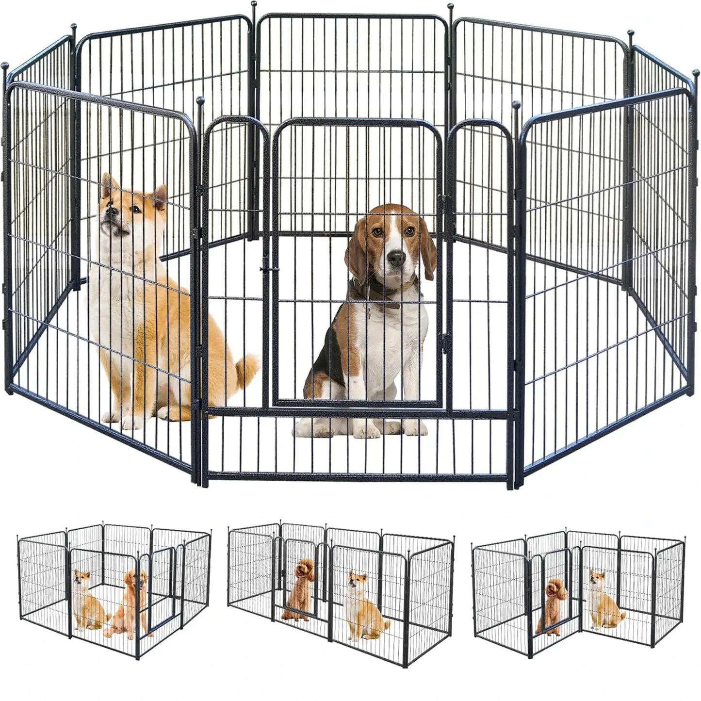 Dog Playpen 32 Inch 8 Panels, Heavy Duty Metal Pet Playpen InfiniteWags 