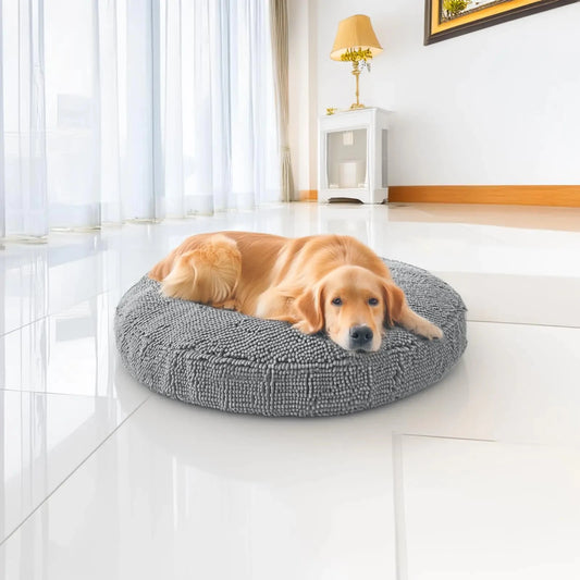 Muddy Mat® Cloud K-9 Bed for Dogs & Cats - Soft & Relaxing Round Dog Bed –Grey Large (40x40) InfiniteWags Grey Large (40''X40'') 