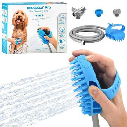 Aquapaw Dog Bath Brush Pro - Sprayer and Scrubber Tool in One - Indoor/Outdoor Dog Bathing Supplies - Pet Grooming for Dogs with Long & Short Hair - Dog Shower Attachment for a Washing Station InfiniteWags 