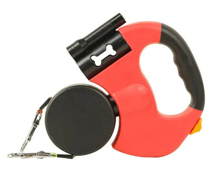 Auto Double Dog Leash InfiniteWags Red 