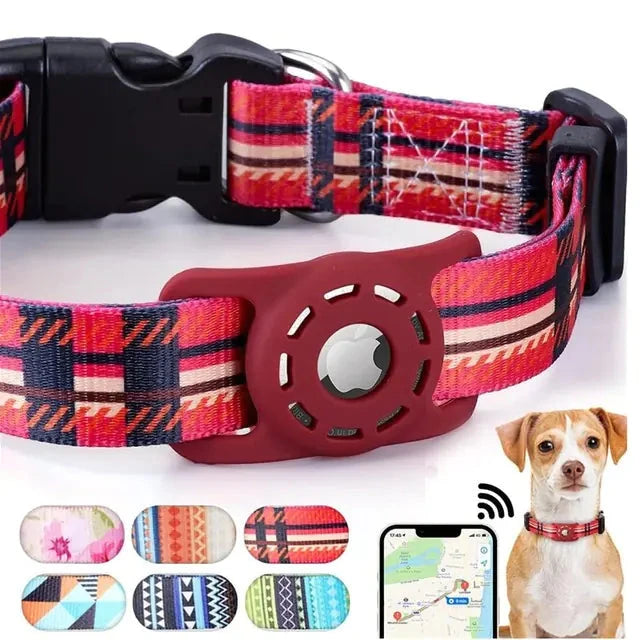 Digital Printing Collar for Apple Airtag - Pets Accessories InfiniteWags Red M- 2x55CM 