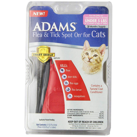 Flea and Tick Spot on Cats Under 5 lbs. 3 Month Supply Adams Plus 