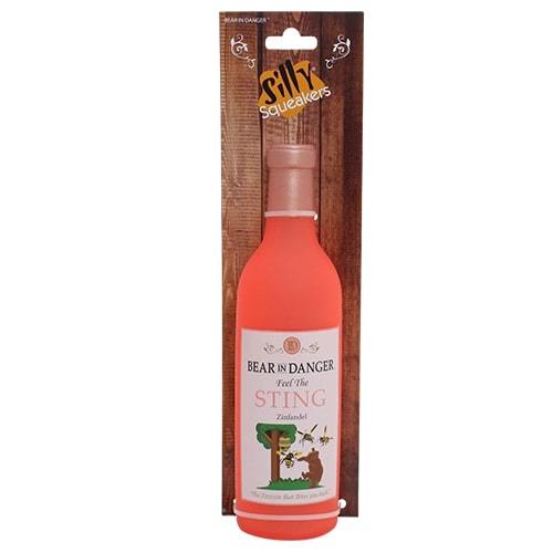 Rosé Dog Toy - Silly Squeakers® Wine Bottle - Bear In Danger Tuffy 