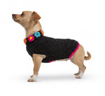 Black Floral Dog Sweater - UpCountry Black Floral Basketweave Hand Knit Sweaters Dog Jackets UpCountryInc 