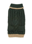 Green Dog Sweater - UpCountry Forest Classic Cable Hand Knit Sweater Dog Jackets UpCountryInc 