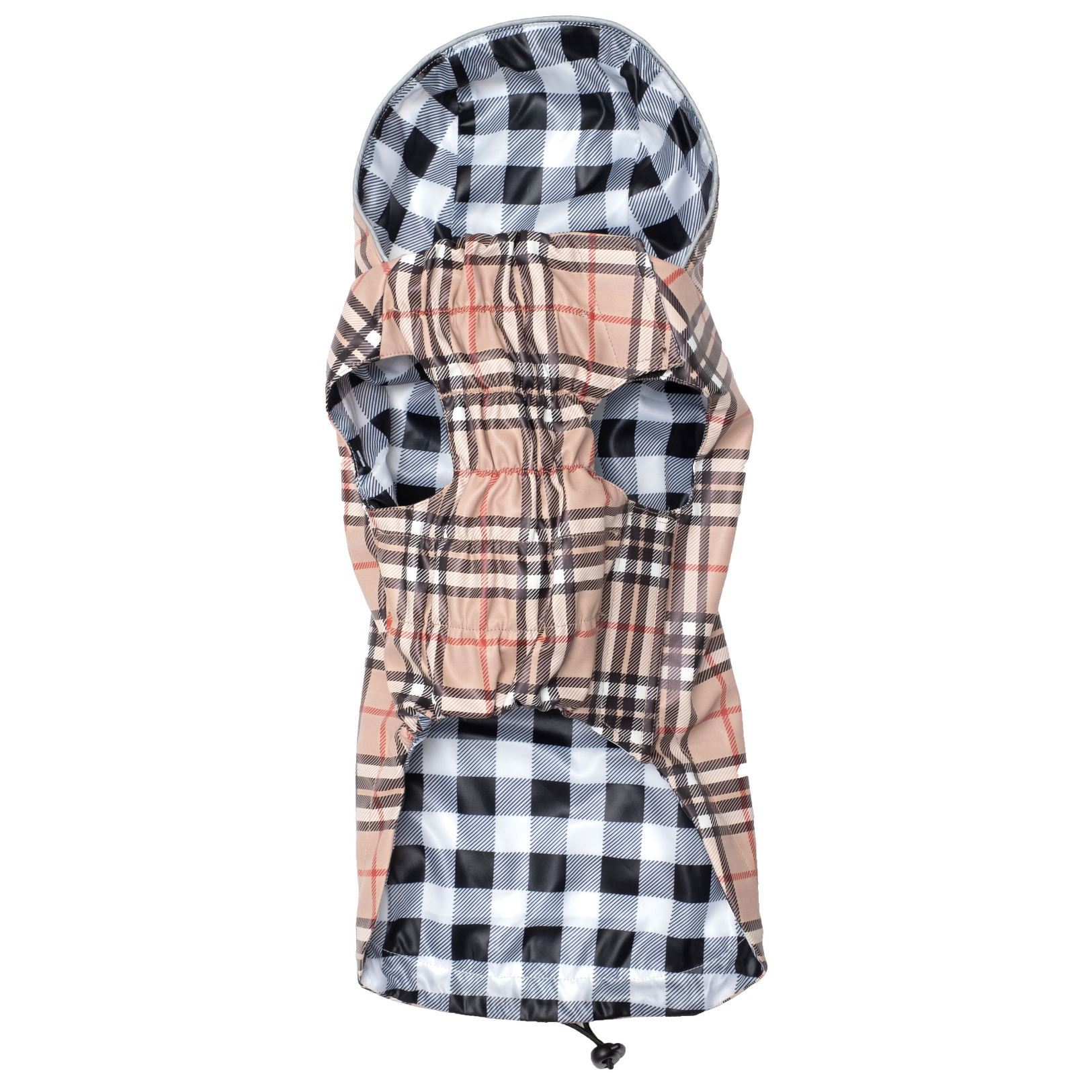 Plaid Dog Raincoat - The Worthy Dog Tan Plaid London Raincoat Dog Rain Jackets TheWorthyDog 