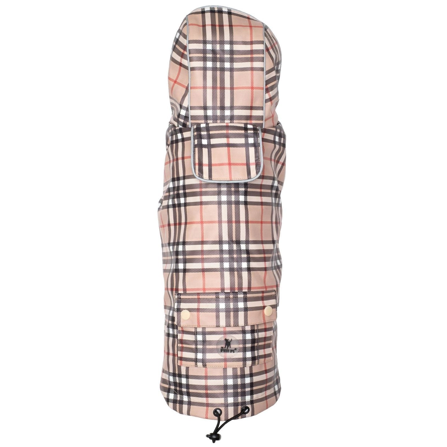 Plaid Dog Raincoat - The Worthy Dog Tan Plaid London Raincoat Dog Rain Jackets TheWorthyDog 