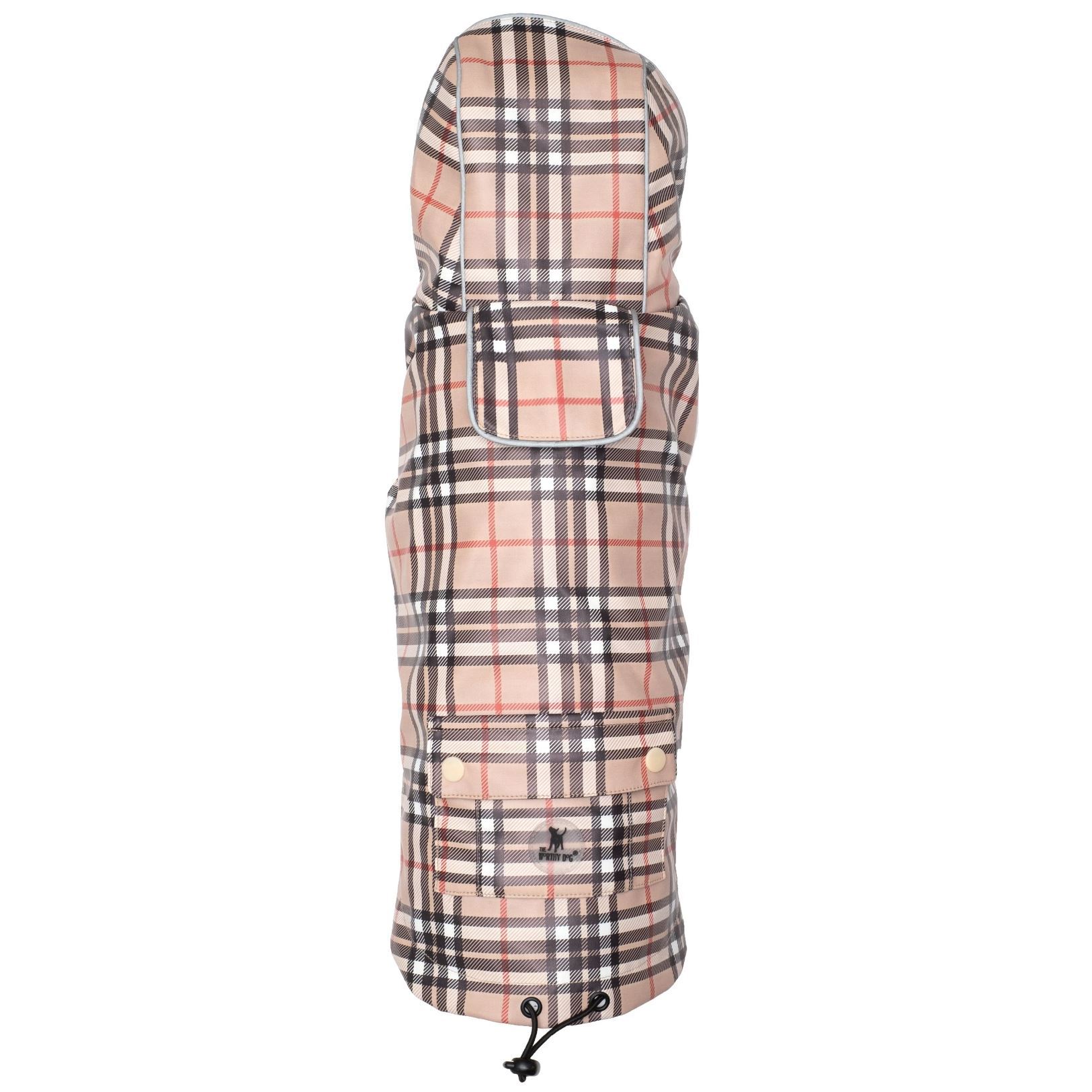 Plaid Dog Raincoat - The Worthy Dog Tan Plaid London Raincoat Dog Rain Jackets TheWorthyDog 