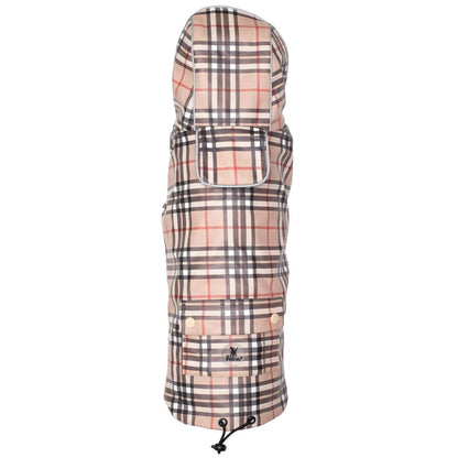 Plaid Dog Raincoat - The Worthy Dog Tan Plaid London Raincoat Dog Rain Jackets TheWorthyDog 