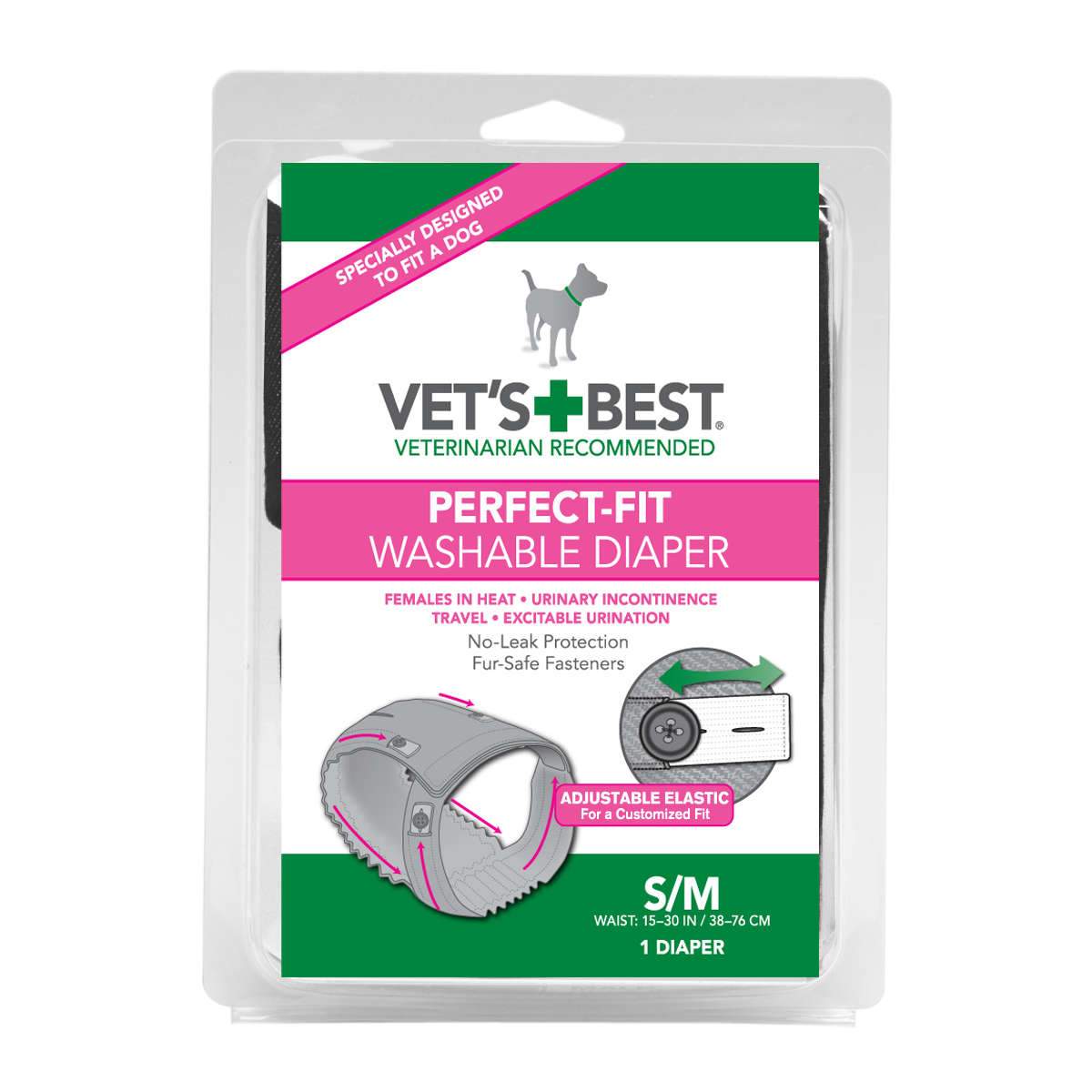 Perfect-Fit Washable Female Dog Diaper 1 pack Vet's Best 