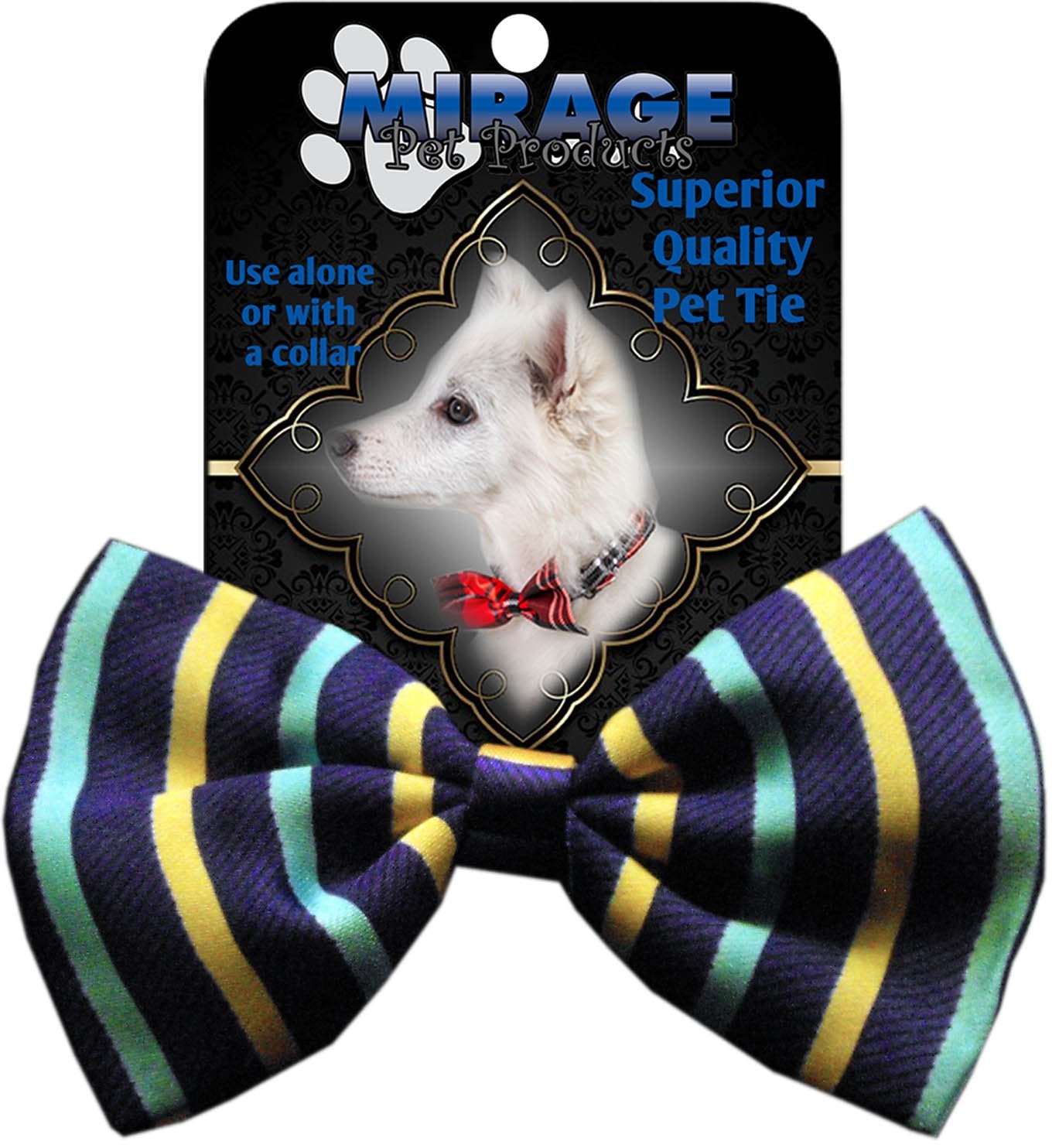 Dog Bow Tie Purple and Aqua Stripes InfiniteWags 