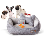 Heated Dog Bed with Heartbeat Dog Pillow - Plush Dog Bone Pillow - Behavioral Aid K&H Pet Products 