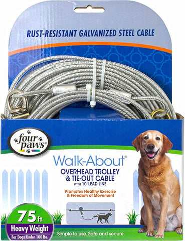 Overhead Dog Trolley - Heavy Weight - 75 feet - Four Paws Four Paws 