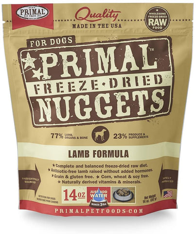 Lamb Flavored Freeze Dried Dog Food - Primal Pet Foods Freeze Dried Food For Dogs 14 oz - Lamb Dog Food Primal Pet Foods 