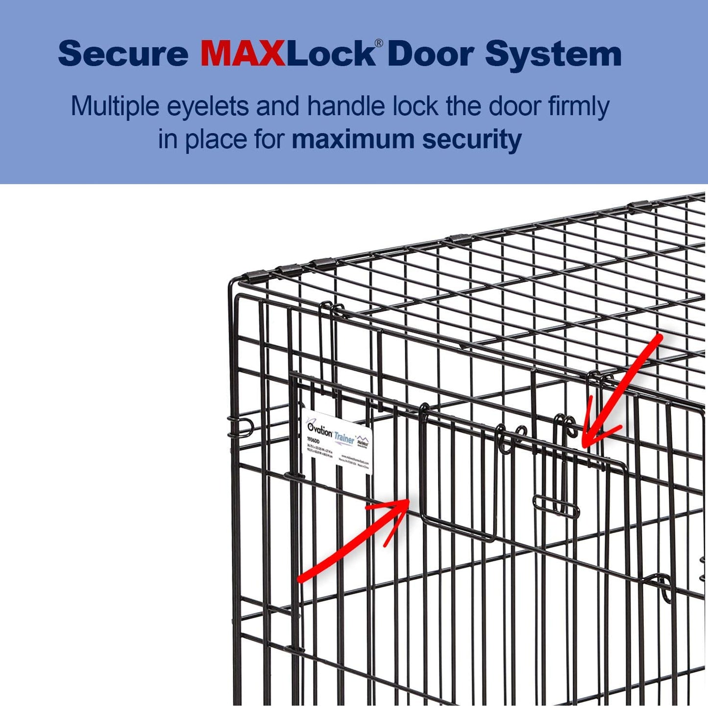 Folding Dog Crate - Ovation Double Door Crate with Up and Away Door Midwest 