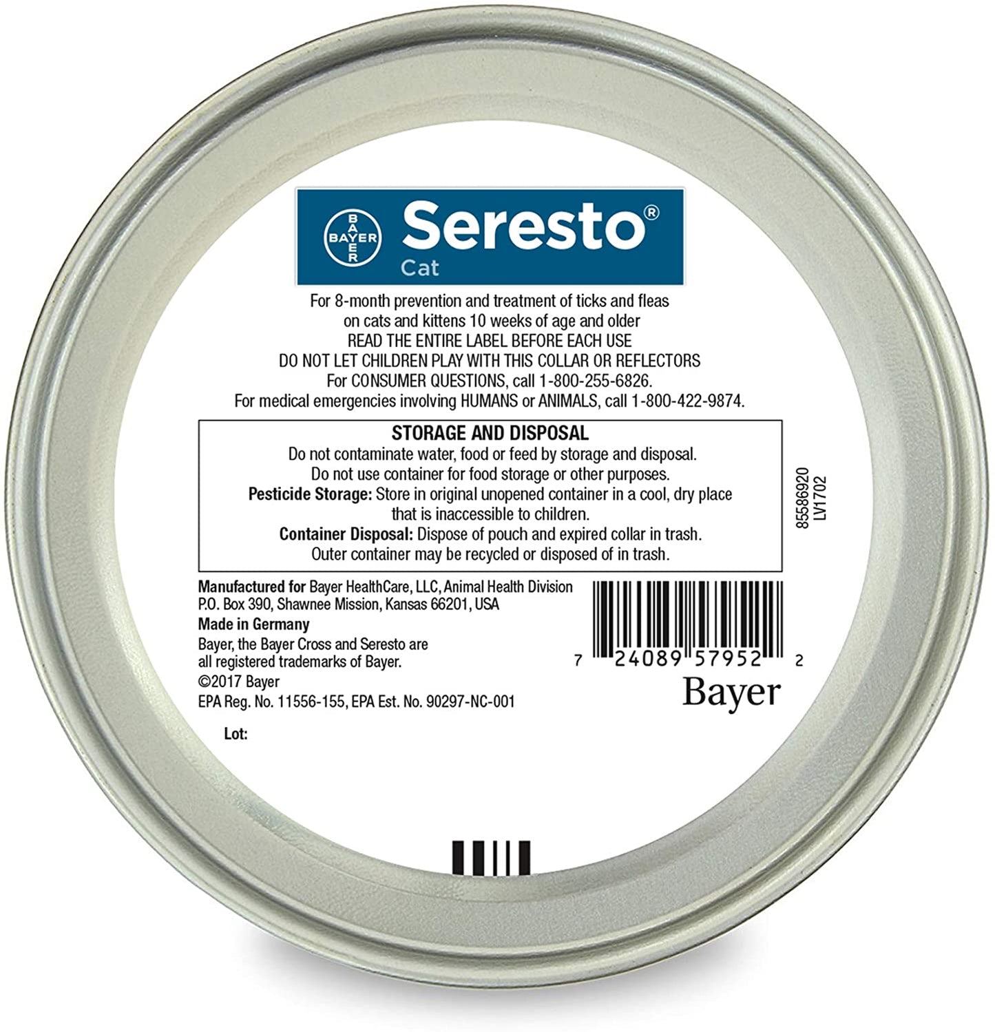 Flea and Tick Collar for Cats - 8-Month - Seresto Bayer 