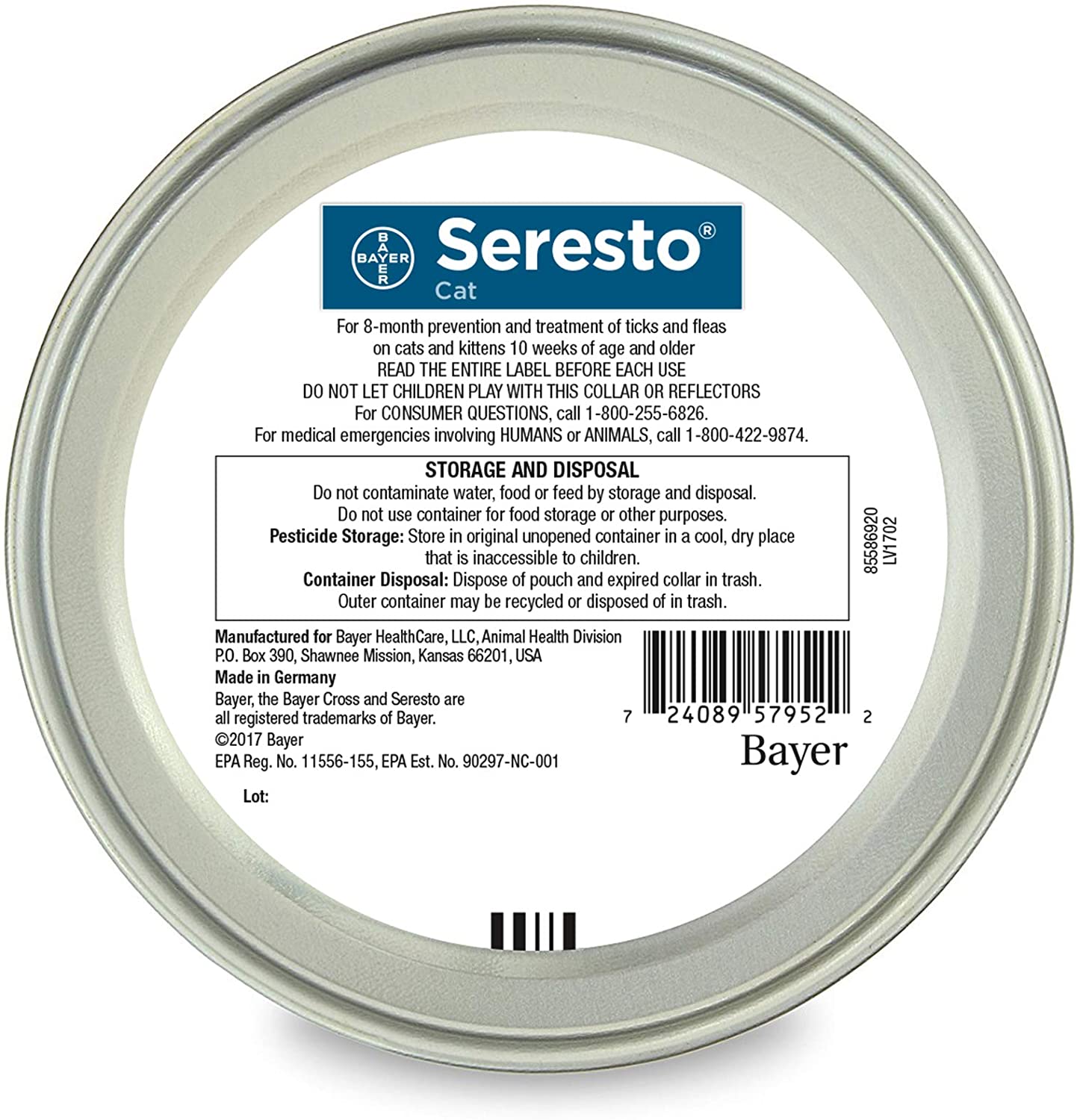 Flea and Tick Collar for Cats - 8-Month - Seresto Bayer 