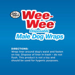 Disposable Dog Wraps - Wee-Wee Disposable Male Dog Wraps 12 pack Four Paws 