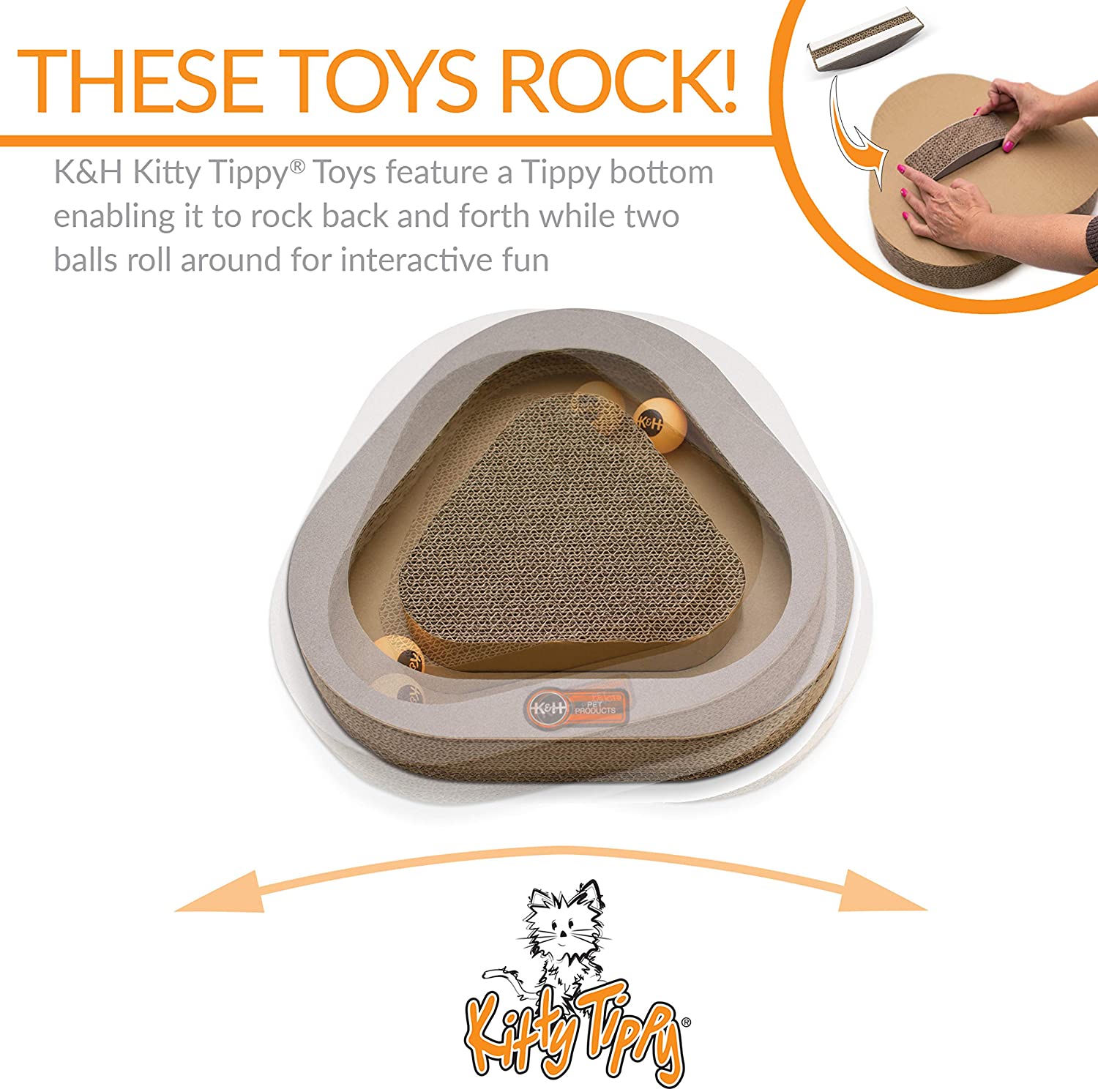 Cardboard Rocker Cat Toy - Kitty Tippy Triangle Cardboard Toy - K&H Pe ...