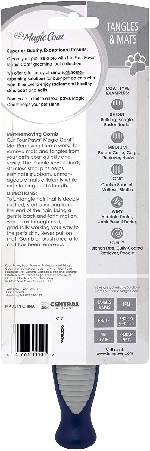 Dog Mat Removing Comb - Remove Mats and Tangles Quickly and Easily - Four Paws Four Paws 