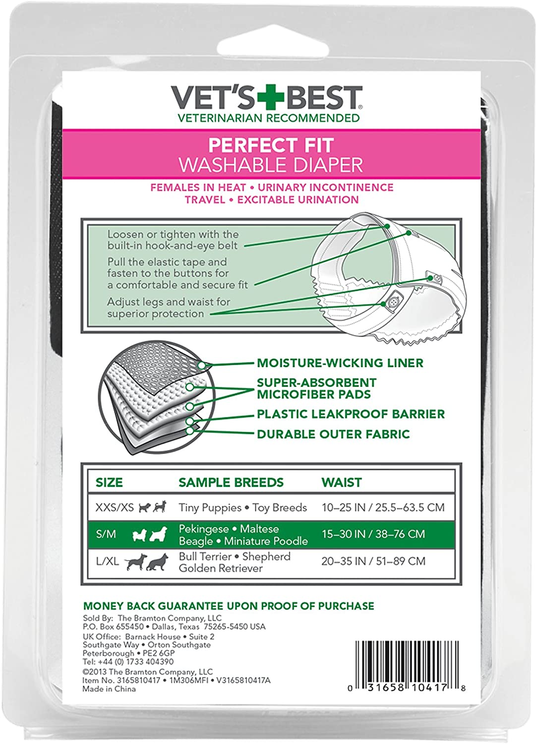 Washable Female Dog Diaper - Vet’s Best Perfect-Fit - 1 pack Vet's Best 