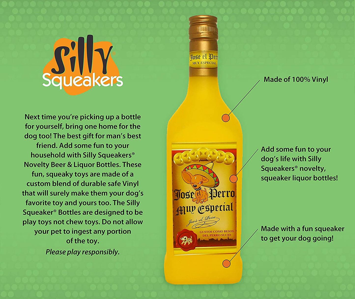 Liquor Bottle Dog Toy - Silly Squeakers® Liquor Bottle - Bad Spaniels Tuffy 