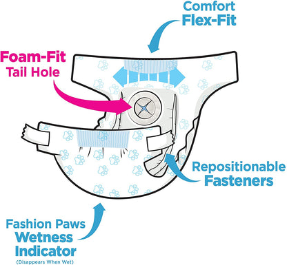 Disposable Dog Diapers - Wee-Wee Disposable Diapers - 12 pack Four Paws 