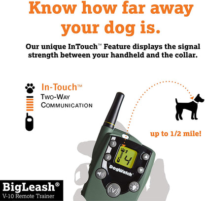 Dog Vibration Collar Remote Trainer - BigLeash V-10 Vibration Remote Trainer Dog Training Collars DogWatch 
